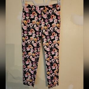 H & M  black floral pants size 2